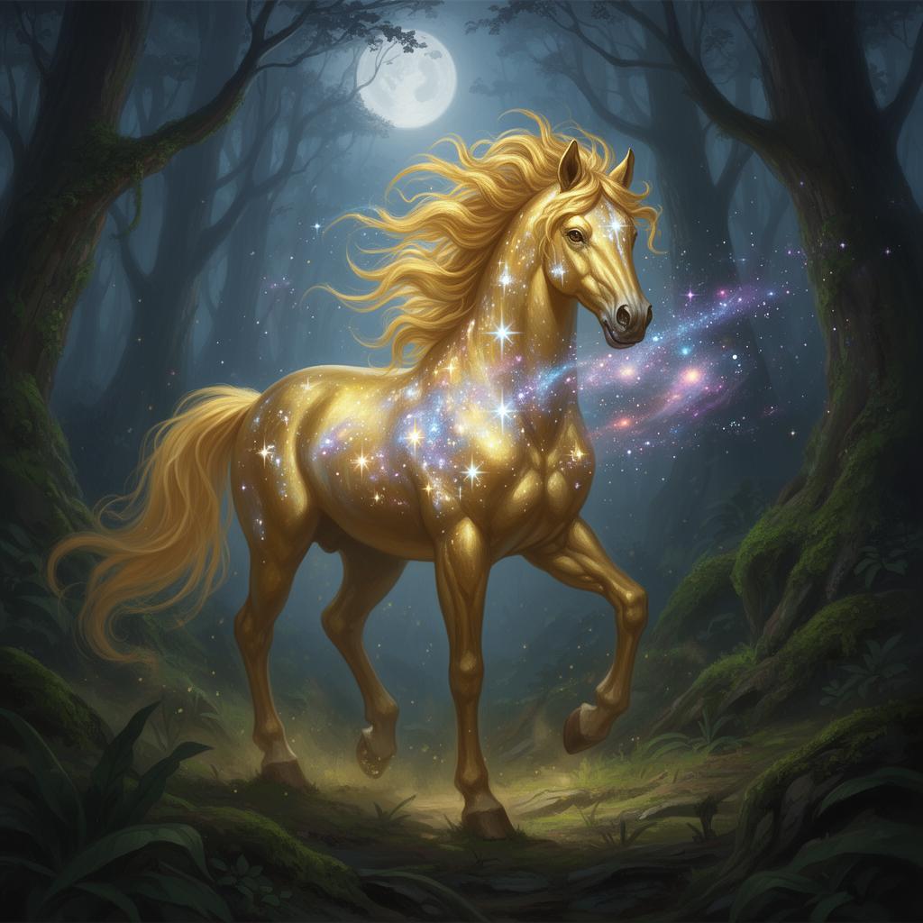 Mytisk PokeHorse-stallion under stjärnhimmel